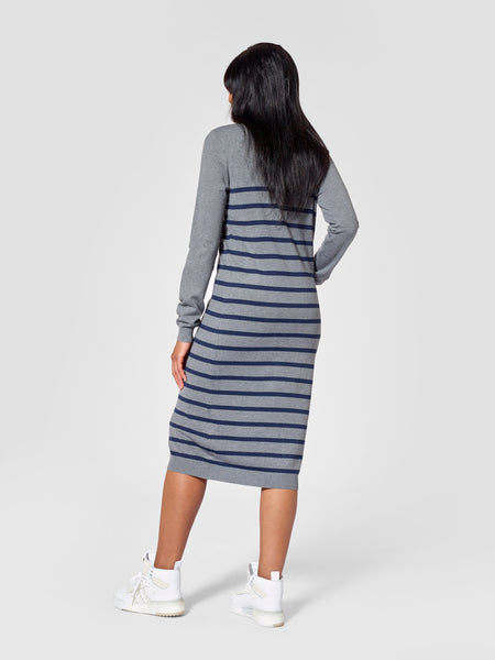 Roundneck Tall Striped Sweater Dress Back View Tall Moi