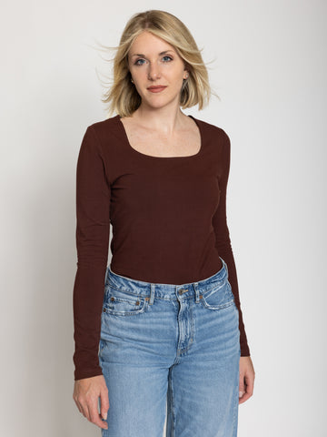 Tall Women’s Double Front Square Neck Long Sleeve Tee