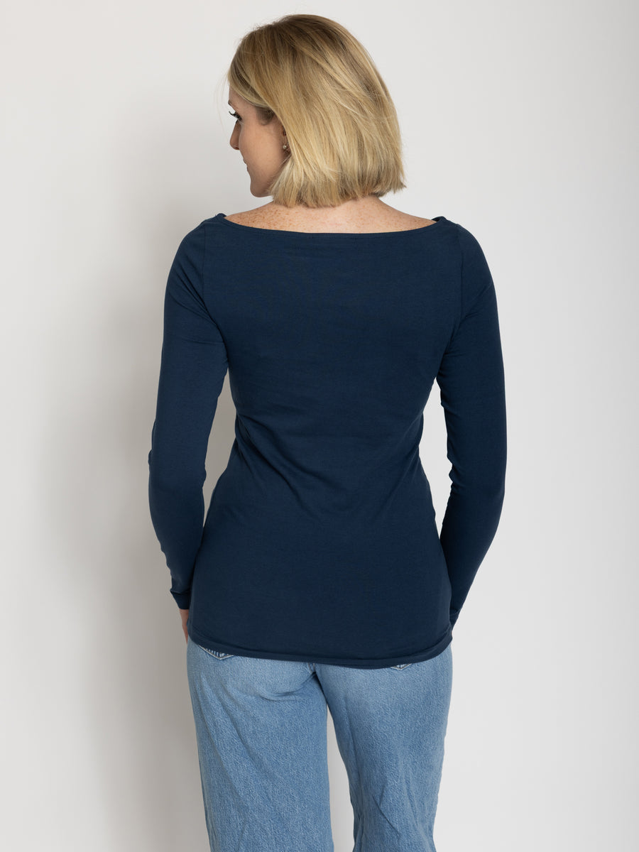 Tall Women’s Double Front Boat Neck Long Sleeve Tee