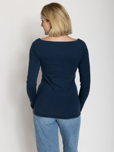 Tall Women’s Double Front Boat Neck Long Sleeve Tee