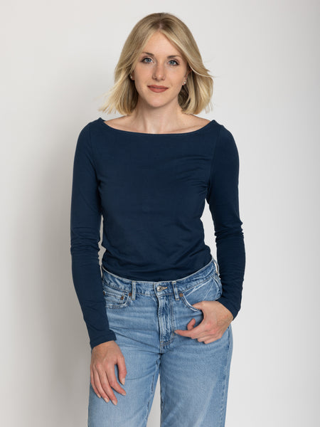 Tall Women’s Double Front Boat Neck Long Sleeve Tee