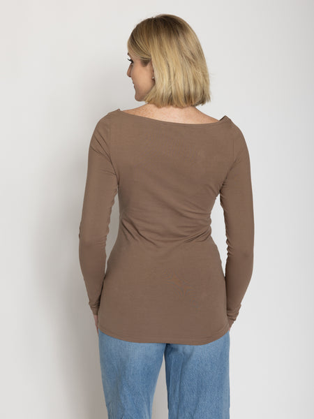 Tall Women’s Double Front Boat Neck Long Sleeve Tee