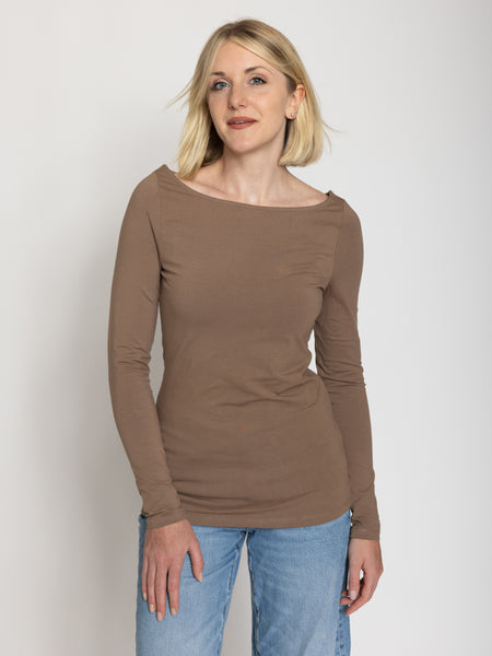 Tall Women’s Double Front Boat Neck Long Sleeve Tee