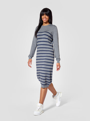 Roundneck Tall Striped Sweater Dress Tall Moi