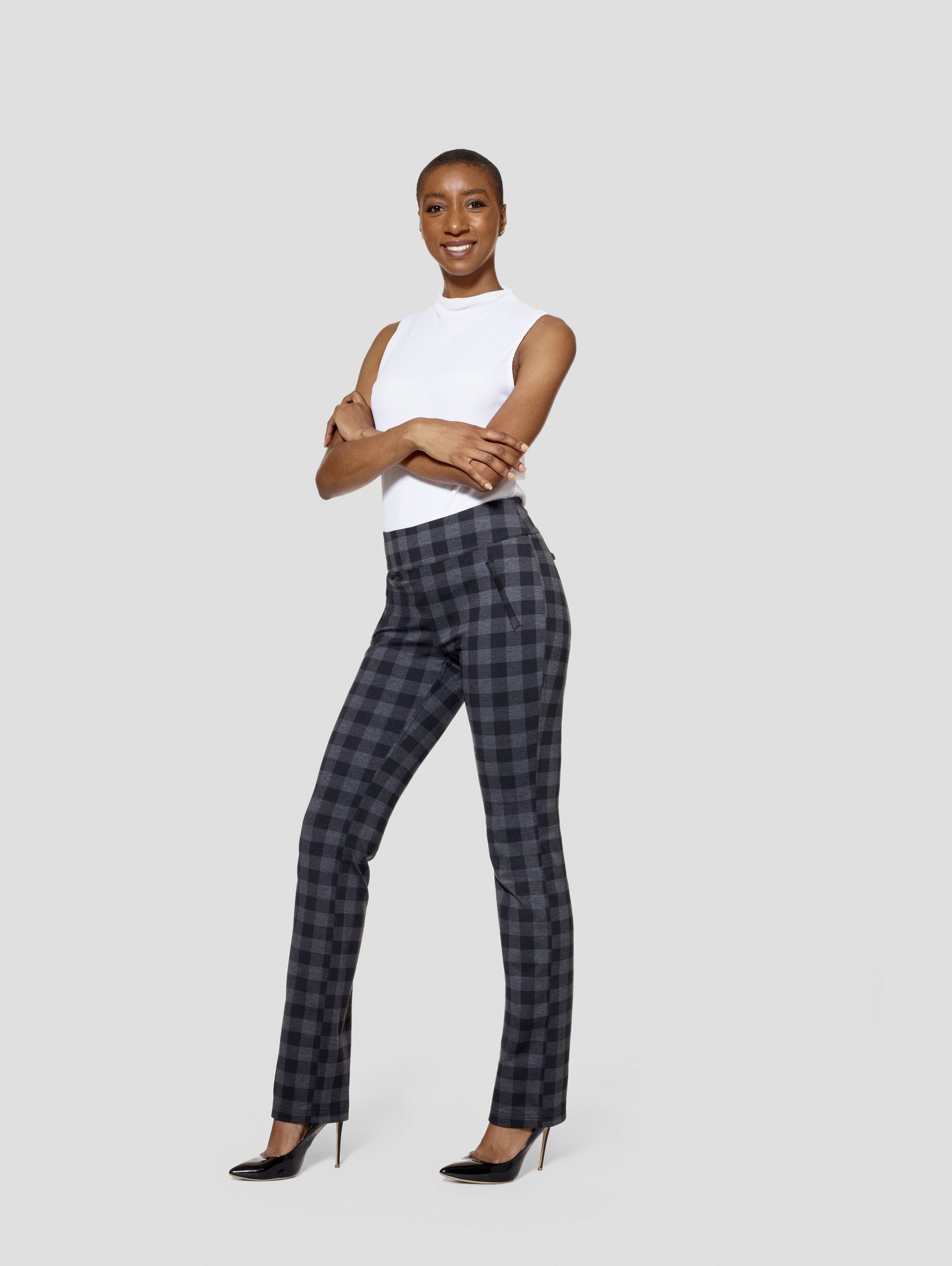 Tall Kimora Buffalo/Black Reversible Straight Pant Side View Tall Pants