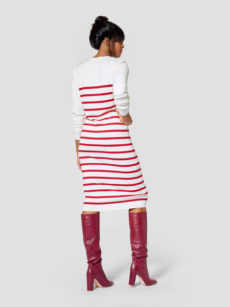 Tall Womenswear Striped V-Neck Tall Sweater Dress Tall Moi